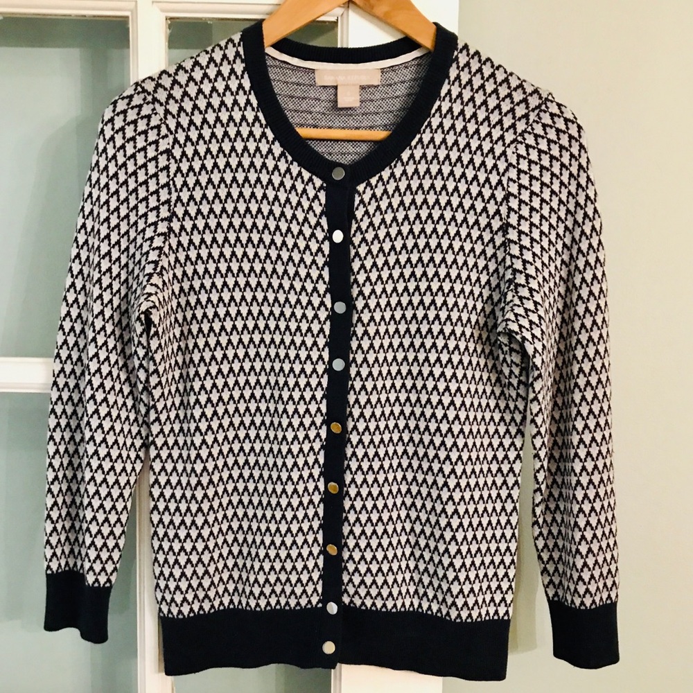 Banana Republic Navy & White Cardigan Sweater Sz S